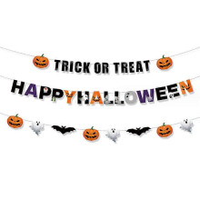 Guirnalda de Halloween para repisa - Guirnalda de Feliz Halloween, pancarta de arpillera para pedir dulces, decoración colgante para ch