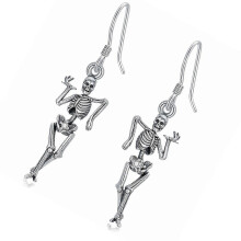 Skelett-Ohrhänger, modisches Gothic-Accessoire, ideal für Halloween und Musikveranstaltungen, Silber
