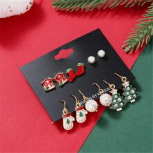 Paar zierliche Weihnachtsohrstecker, Mini-Handschuh-Haus-Ohrringe, Weihnachtsbaum-Ohrringe, mehrfarbig