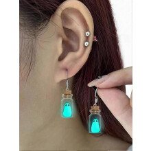 Ghost in a Bottle Earrings Miniature Luminous Horror Pendant Earrings Christmas Jewelry Gift