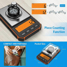 Balanza electrónica digital de 0,001 g, minibalanza portátil de precisión profesional de bolsillo, pesas de calibración de 50 g en mili