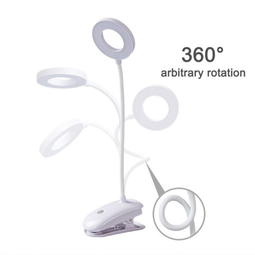 Flexible Clip On LED Reading Light Desk Bed Night Lamp Rechargeable
