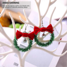 Christmas Ear Decorations Bow Bell Earrings for Women 2Pairs Assorted Color