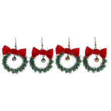 Christmas Ear Decorations Bow Bell Earrings for Women 2Pairs Assorted Color
