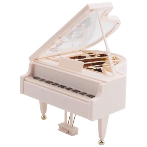 Piano Music Box, White Clockwork Mechanical Musical Boxes 2