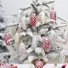 5Pcs Christmas Painted Pine Cone Balls Hanging Pendants Merry Christmas Tree Decoration for Home Xmas Ornament Gift Navidad