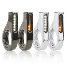 12V Motorcycle Front Fork LED Amber Blinkers Universal Sequential Switchback Running Turn Signals