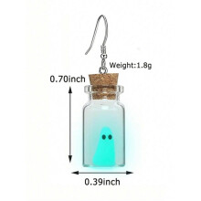Ohrringe „Geist in der Flasche“ – Miniatur-Ohrringe mit leuchtendem Horror-Anhänger – Weihnachtsgeschenk