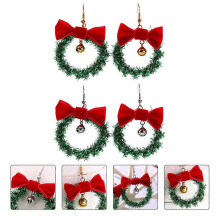 Christmas Ear Decorations Bow Bell Earrings for Women 2Pairs Assorted Color
