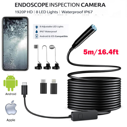 HD Endoscope Inspection Camera IP67 Waterproof Borescope with LED