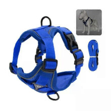 (M, blue) Pet Reflective Comfortable Dog Chest Strap Breathable Pet Traction Rope Dog Rope Walking Dog Vest Safety Vehicular LeadPet Leashes
