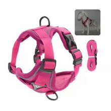 (L, pink) Pet Reflective Comfortable Dog Chest Strap Breathable Pet Traction Rope Dog Rope Walking Dog Vest Safety Vehicular LeadPet Leashes