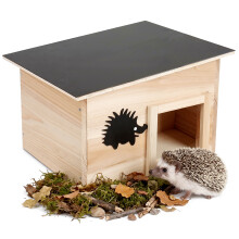 GEEZY Hedgehog House Predator Proof Outdoor Wildlife Wood Habitat Feeding Dual Chamber