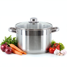 GEEZY Stainless Steel Casserole Stockpot 5.7L Induction Cooking Pot Glass Lid 24cm
