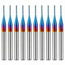 0.6mm Carbide End Mill Cutter 10pcs Super Nano Blue Coated for Engraving & Milling