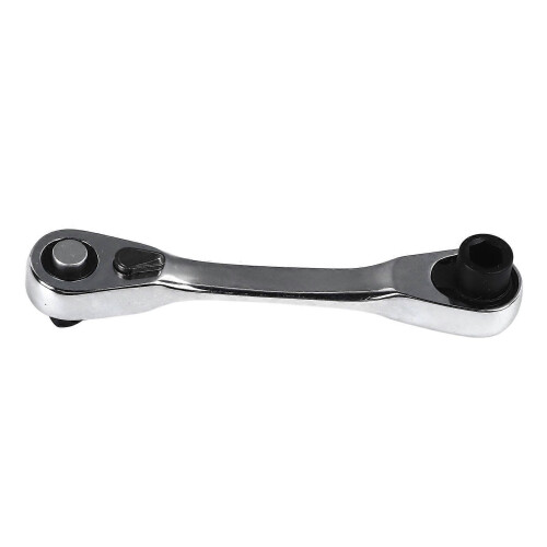 Llave de carraca mini de doble cabezal de 1/4" (107x18x19 mm), resistente. 2