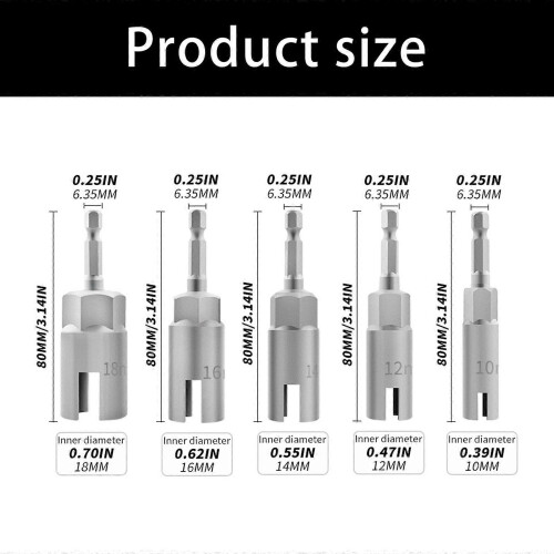 5-Pc Butterfly Nut Socket Set with Quick Size ID System for Hand Tool Work Multicolor 2