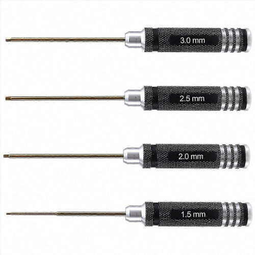 4PCS Hex Screwdriver Set Precision Hexagon Tool Kit for RC Helicopter Car Ship Models Black