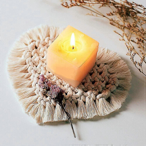 Braided Eco Cotton Coasters Washable Cup Cushion for Cafe Table Decor Set 2