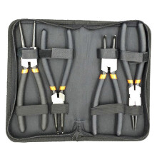 4 in 1 Circlip Pliers Set Internal External Ring Remover Straight Curved Jaw Spring Loaded Black