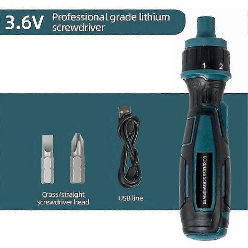 3.6V Cordless Electric Screwdriver with Flashlight Precision Torque Charging Handle & Bits 1