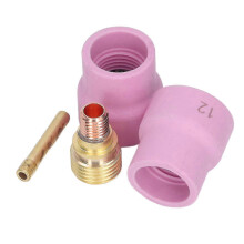 Kit de consumibles para soldadura TIG LM de 4 unidades: copa de cerámica de 2,4 mm, lente de gas, cuerpo de pinza, portaelectrodos QMH
