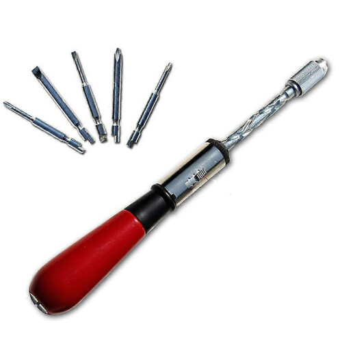 XHX Semi-Auto Spiral Ratcheting Hand-Pressure Screwdriver with Slotted and Phillips Bits