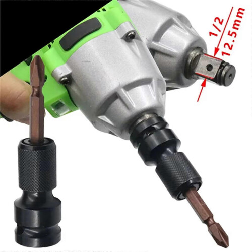1/2" Square Drive 1/4" Hex Socket Adapter Electric Wrench Converter Efficiency Multicolor 1