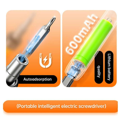 Mini Rechargeable Electric Screwdriver Set Precision Wireless Power Tool Kit for Phone PC Orange 1