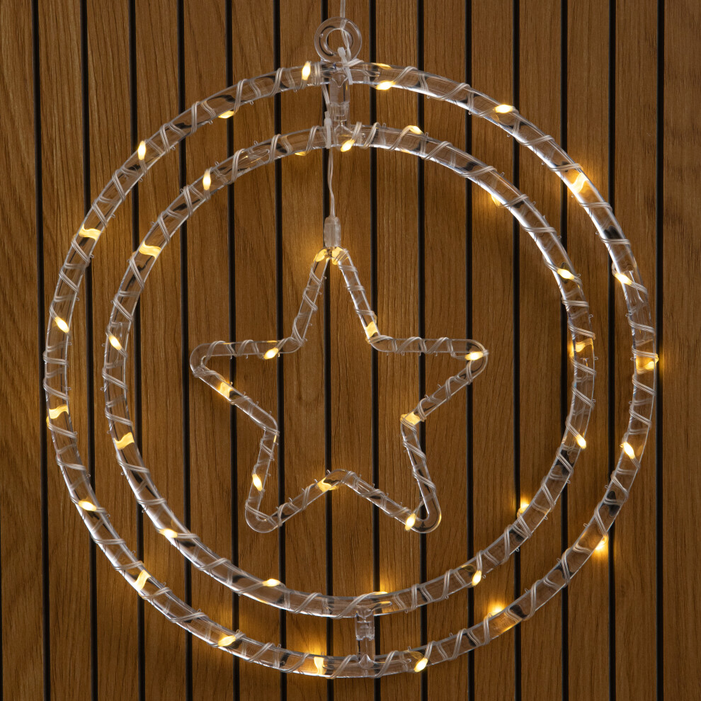 Rackhams Light/White 34Cm Up Star Rings Christmas Decoration With 45 Warm Leds - Image 6