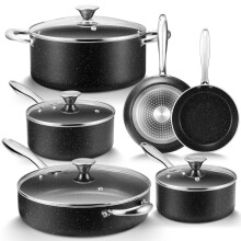 Fadware Induction Hob Pan Set 10 PCS, Large Granite Non-Stick Pots and Pans
