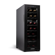 Klarstein Shiraz Weink?hlschrank Schwarz ? 18 Flaschen, 2 Zonen | Getr?nkek?hlschrank mit Glast?r, freistehend, leise, 5?18 ?C, LED,