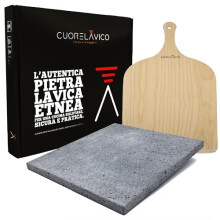 CUORE?LAVICO Pizzastein Lavastein Etna 39???35???2?cm + Pizzaschieber ? Hitzebest?ndig bis 900??C ? F?r Backofen & Gasgrill ?