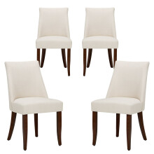 (Beige, 46.51 x 54.51 x 84 cm) SMARTUE Dining Chairs Set of 4, Upholstered Farmhouse Kitchen Chairs with Wooden Legs