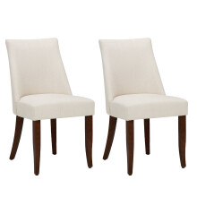 (Beige, 46.51 x 54.51 x 84 cm) SMARTUE Dining Chairs Set of 2, Upholstered Farmhouse Kitchen Chairs with Wooden Legs