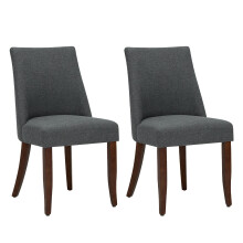 (Dark Grey, 46.51 x 54.51 x 84 cm) SMARTUE Dining Chairs Set of 2, Upholstered Farmhouse Kitchen Chairs with Wooden Legs