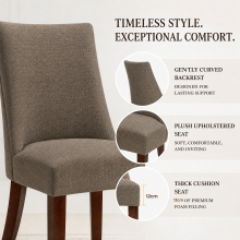 (Brown, 46.51 x 54.51 x 84 cm) SMARTUE Dining Chairs Set of 4, Upholstered Farmhouse Kitchen Chairs with Wooden Legs