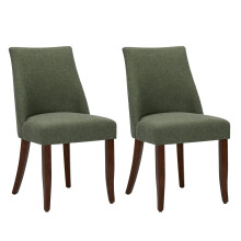 (Green, 46.51 x 54.51 x 84 cm) SMARTUE Dining Chairs Set of 2, Upholstered Farmhouse Kitchen Chairs with Wooden Legs