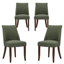 (Green, 46.51 x 54.51 x 84 cm) SMARTUE Dining Chairs Set of 4, Upholstered Farmhouse Kitchen Chairs with Wooden Legs