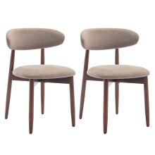 (Camel, 56.4x52.6x81.0 cm) SMARTUE Wooden Dining Chairs Set of 2, Upholstered Farmhouse Kitchen Chairs with Foot Pegs