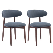 (Blue, 56.4x52.6x81.0 cm) SMARTUE Wooden Dining Chairs Set of 2, Upholstered Farmhouse Kitchen Chairs with Foot Pegs