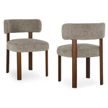 (Camel, 56.5x54.5x74.0 cm) SMARTUE Dining Chairs Set of 2, Mid-Century Fabric Chairs with Curved Back and Wooden Legs
