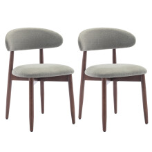 (Green, 56.4x52.6x81.0 cm) SMARTUE Wooden Dining Chairs Set of 2, Upholstered Farmhouse Kitchen Chairs with Foot Pegs