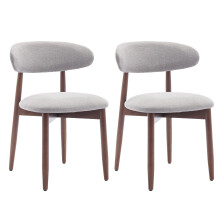 (Grey, 56.4x52.6x81.0 cm) SMARTUE Wooden Dining Chairs Set of 2, Upholstered Farmhouse Kitchen Chairs with Foot Pegs
