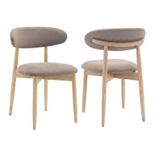 (Camel, 56.4x52.6x81.0 cm) SMARTUE Wooden Dining Chairs Set of 2, Upholstered Farmhouse Kitchen Chairs with Foot Pegs