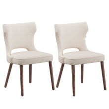 (Beige, 55.0x59.0x85.0 cm) SMARTUE Wooden Dining Chairs Set of 2, Upholstered Wingback Chairs with Padded Seat