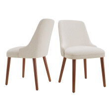 (Beige, 48.48x53.49x82.5 cm) SMARTUE MALOL Dining Chairs Set of 2, Upholstered High-Back Chairs with Wooden Legs