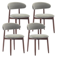 (Green, 56.4x52.6x81.0 cm) SMARTUE Wooden Dining Chairs Set of 4, Upholstered Farmhouse Kitchen Chairs with Foot Pegs