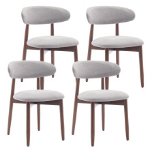 (Grey, 56.4x52.6x81.0 cm) SMARTUE Wooden Dining Chairs Set of 4, Upholstered Farmhouse Kitchen Chairs with Foot Pegs