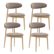 (Camel, 56.4x52.6x81.0 cm) SMARTUE Wooden Dining Chairs Set of 4, Upholstered Farmhouse Kitchen Chairs with Foot Pegs
